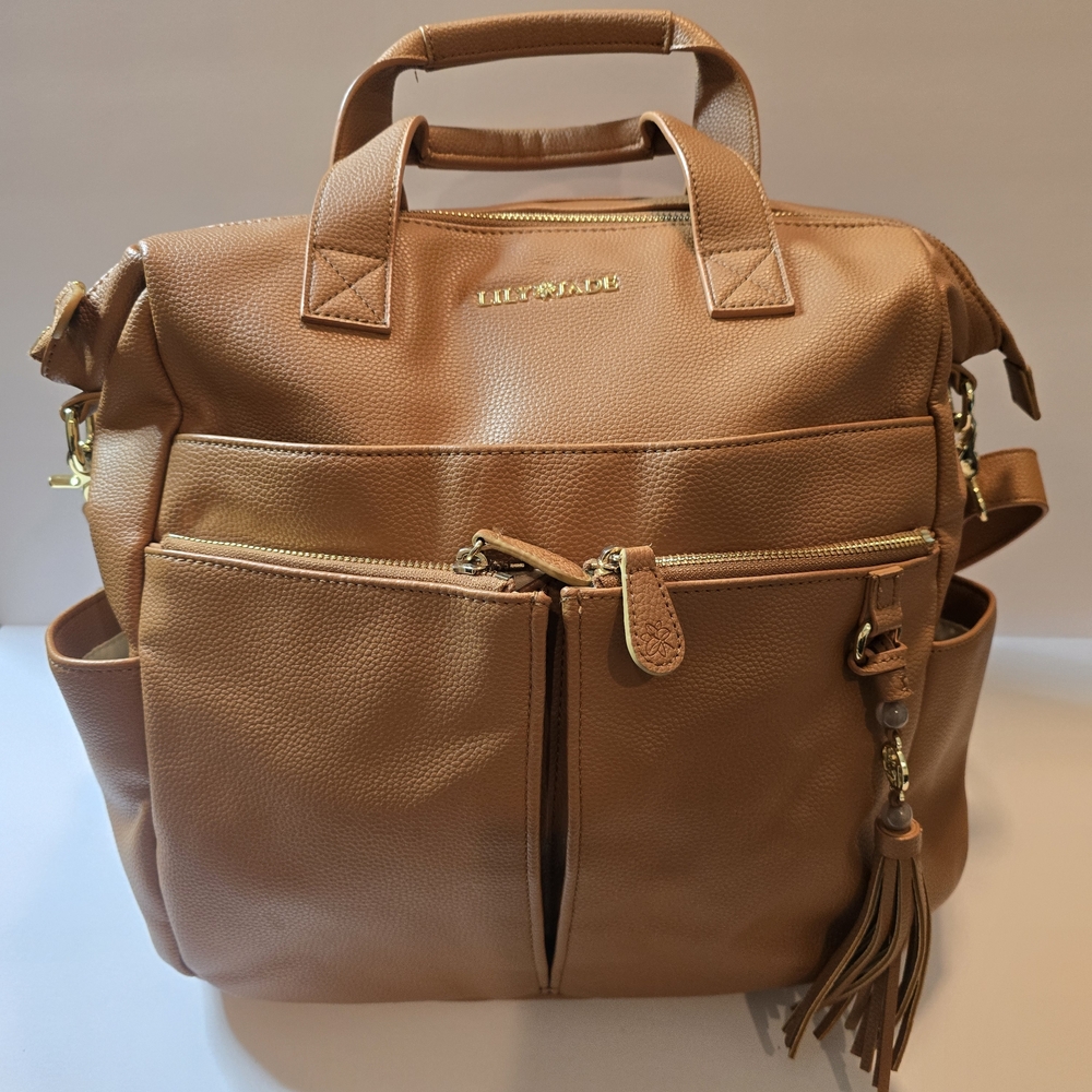 Lily Jade Brown VEGAN Leather Diaper Bag with Tassel